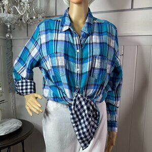 Alison Dailey 2 sided Plaid/Checked Button Down Shirt XL